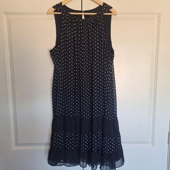 💙 JBS Women Polkadot Midi Sleeveless Lines Flowy Dress Size 22 Preppy Fall Cott - Picture 8 of 8